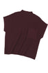 Ribbed Mock Neck Patch Pocket Drop Shoulder Short Sleeve Sweater